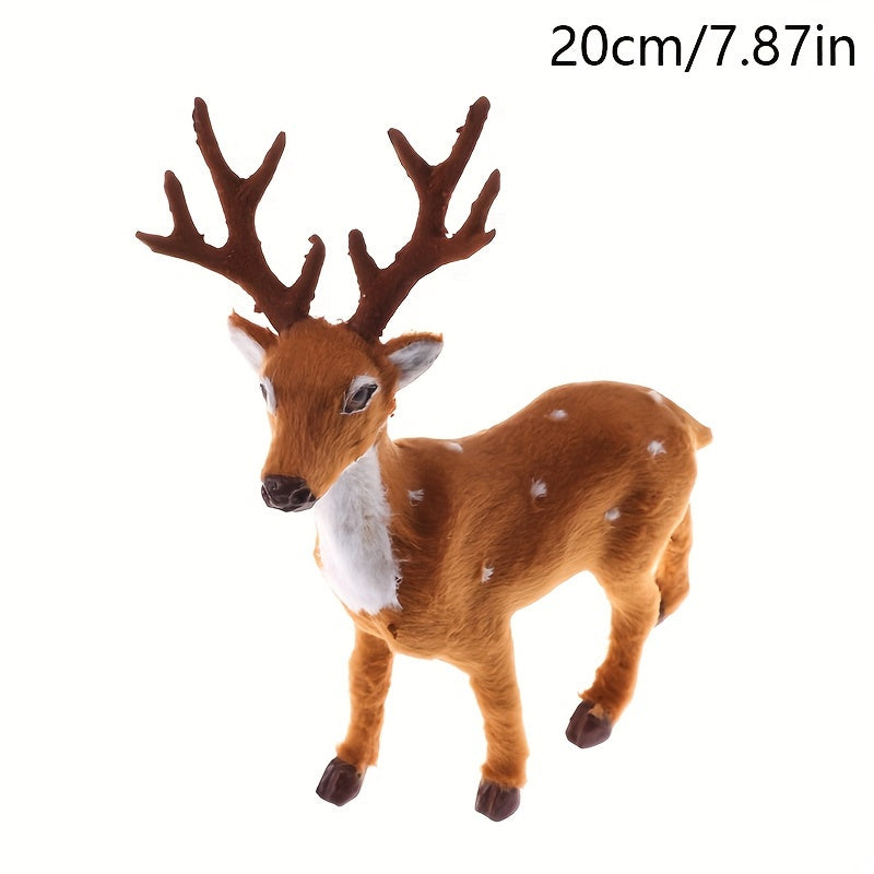 1 Festive Plush Reindeer for Christmas decoration, made of polyester and plastic, no power required. Perfect for home and kitchen holiday décor or as a New Year's ornament.