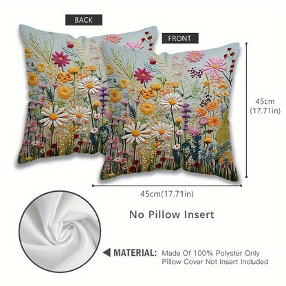 2-Pack MEMNUN Rustic Floral Garden Pillow Covers, 44.96x44.96 cm, Zippered Polyester Cushion Cases, Machine Washable, for Home & Sofa Decor, Country Style.