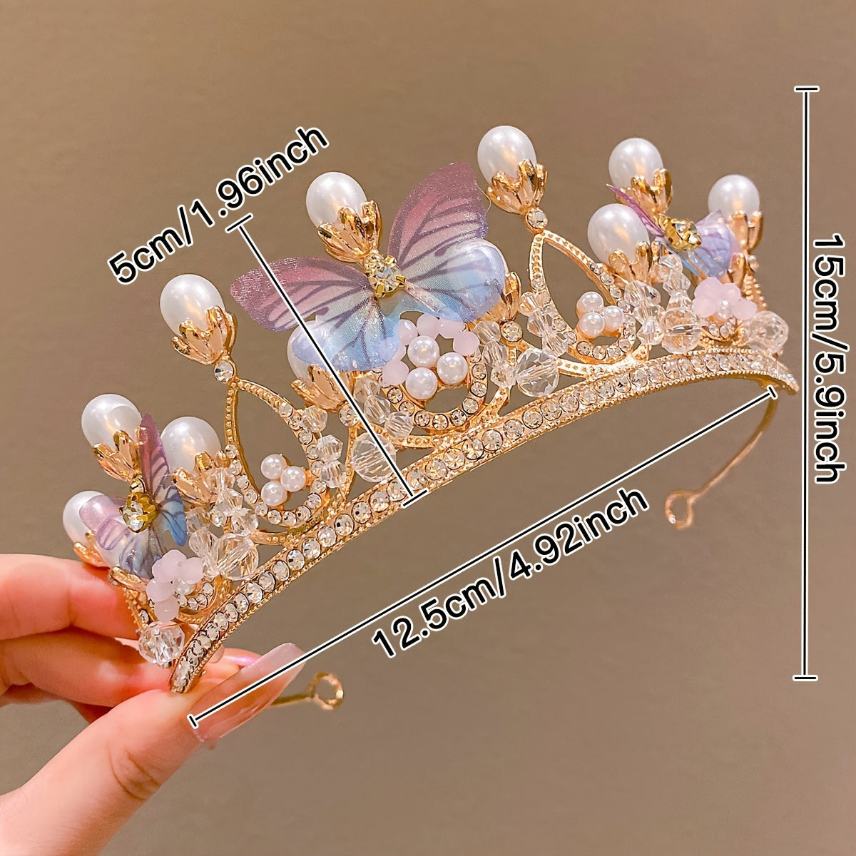 Exquisite Rhinestone Princess Crown Tiara adorned with Faux Pearls - Perfect for Birthday Parties, Weddings, and Special Occasions. Ideal for Women as Bridal Hair Jewelry Accessory.