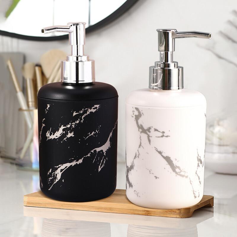 1/2 Marble Textured Soap Dispenser - Easy to Use, Slip-Resistant, and Reusable for Various Uses in Bathroom and Kitchen.