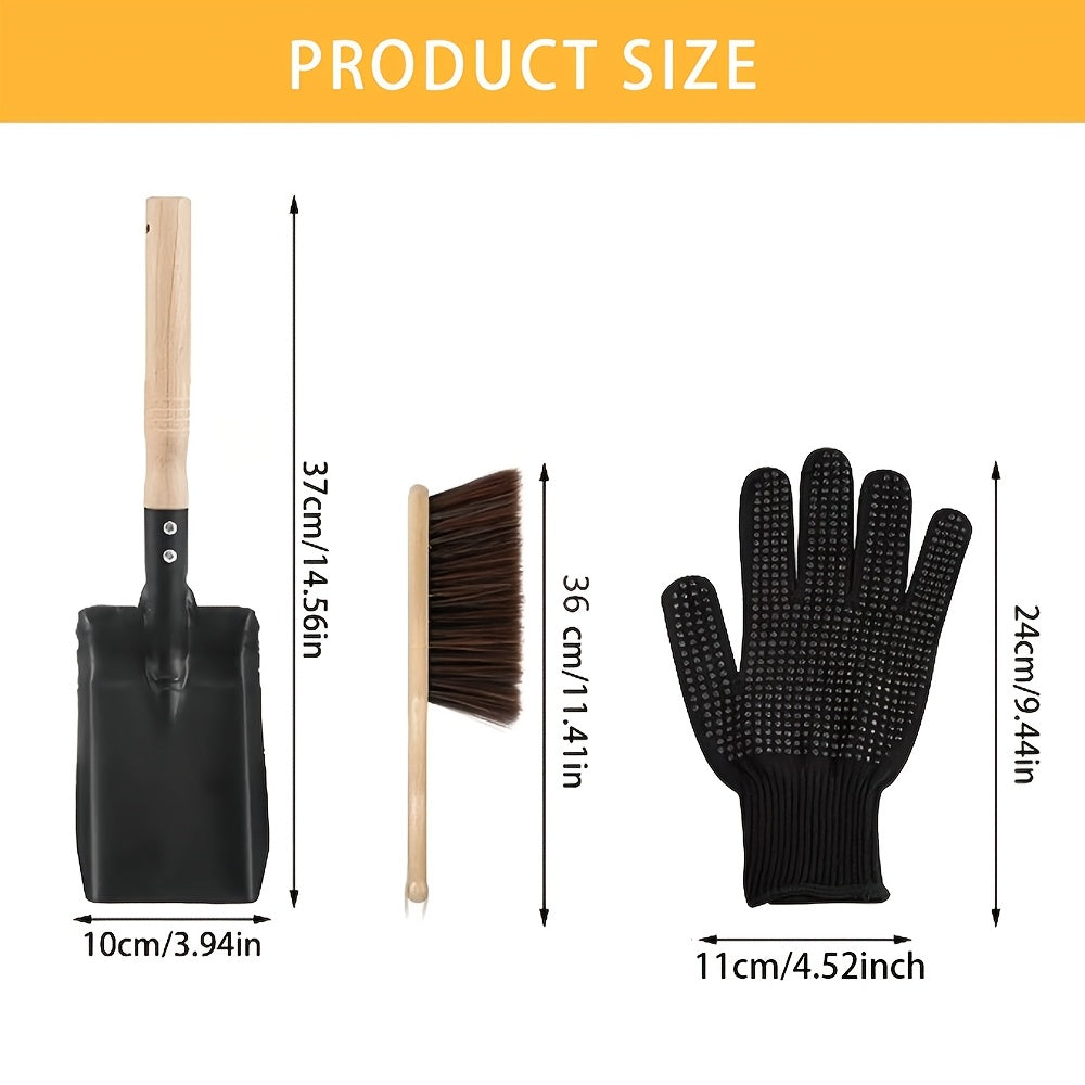 High-Quality Fireplace and Chimney Cleaning Set - Sturdy Steel Ash Shovel and Dustpan for Wood Burning Stoves, Coal Furnaces, and Fireplaces in the Kitchen or Garden