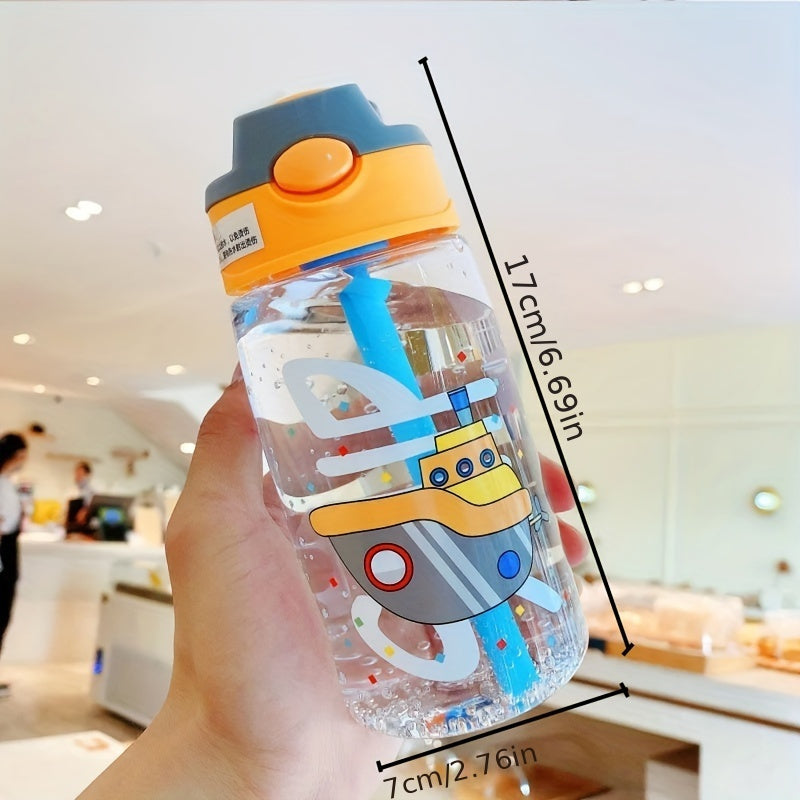 17 oz/500ml flip top water bottle with straw, portable and leakproof for outdoor sports, fitness, and travel.