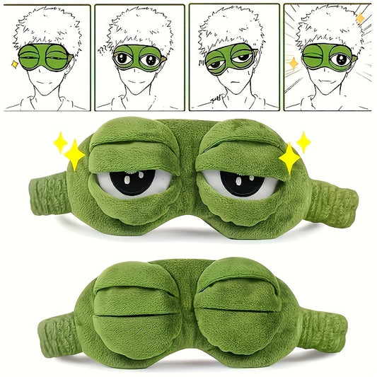 Soft frog sleep mask for all skin types, ideal for travel and naps, alcohol-free, perfect for autumn.