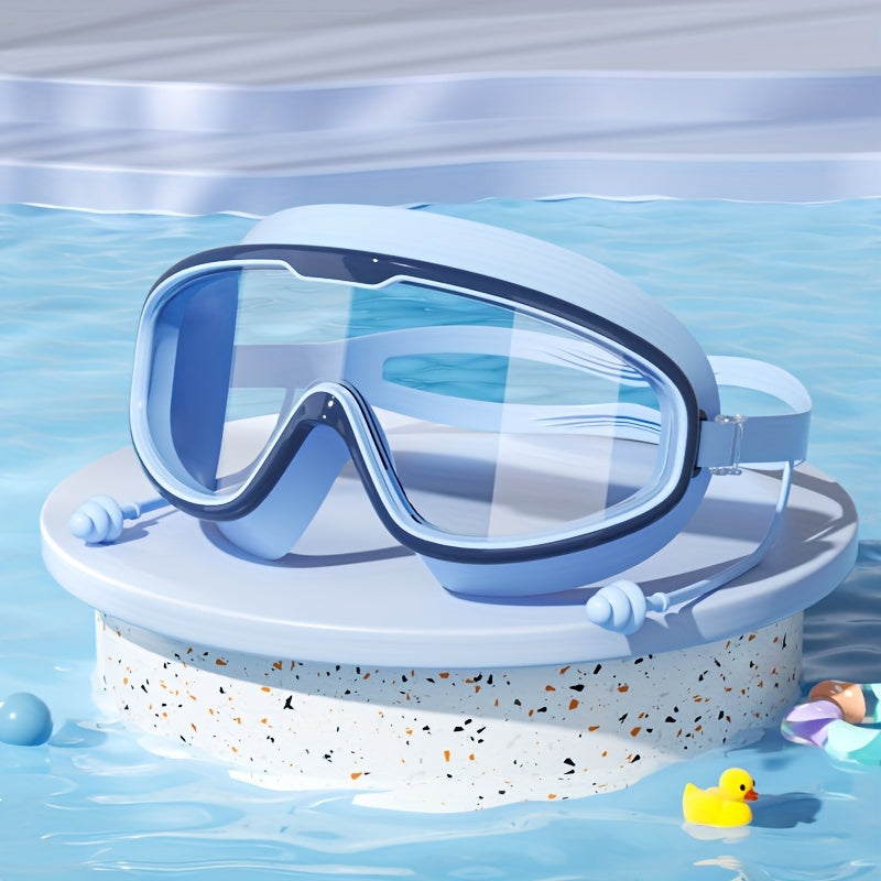 Large frame waterproof swimming glasses with anti-fog goggles, ideal for swimming training.