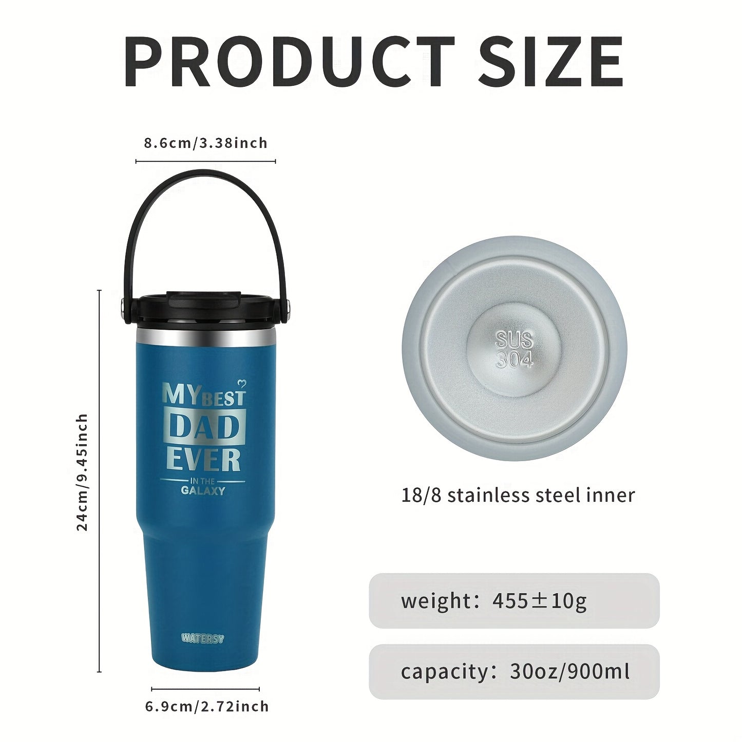 WTAERSY Insulated Water Bottle with Double Lid, 30oz/887ml, Stainless Steel, Reusable Tumbler Cup, Perfect Gift for Various Occasions.