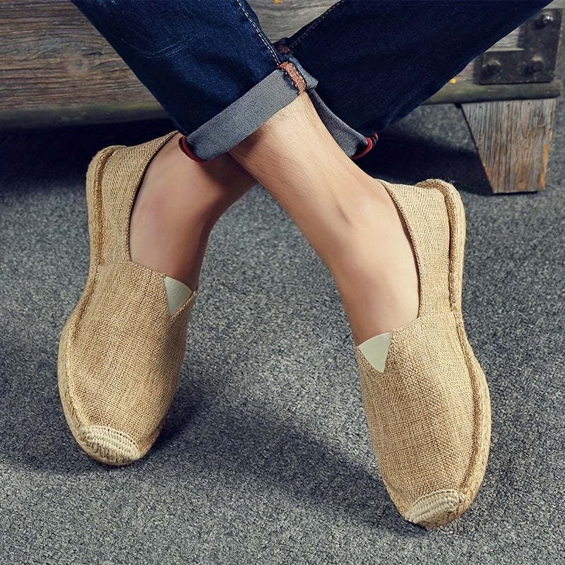 Men's slip-on espadrilles for casual comfort while walking.