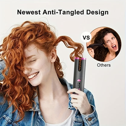 1pc Automatic Curler with Fast Charging USB, Ceramic, 5 Heat Settings, Tangle-free, Ideal for Styling and Special Occasions, Comes in Elegant Gift Box.