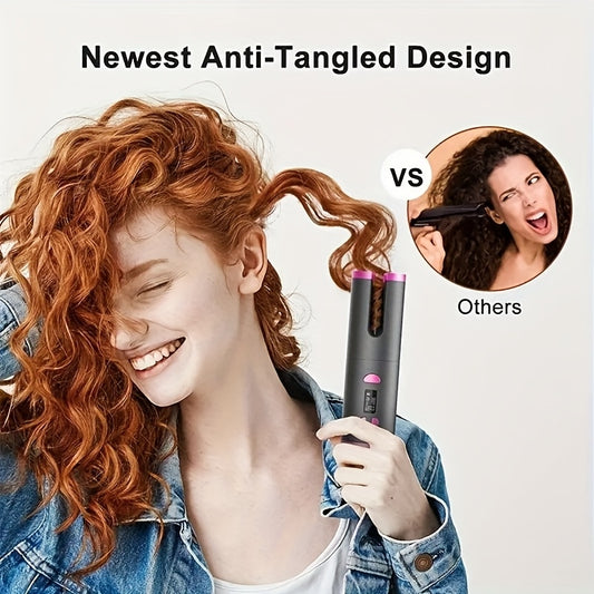 1 dona Avtomatik Curling Temir, Tez Zaryadlanadigan USB, Keramika, 5 Isitish Soatlari, Tangle-free, Styling va Maxsus Tadbirlar Uchun Ideal, Nafis Sovg'a Qutisida Keltiriladi.