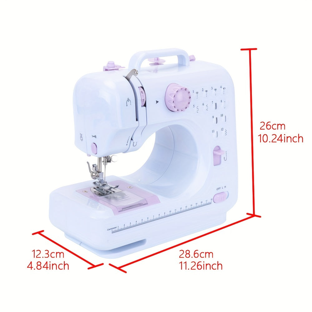 505A Portable Electric Sewing Machine - 12 Stitches, Adjustable Speed, Reverse Function, Ideal for Beginners & Home Use, Purple