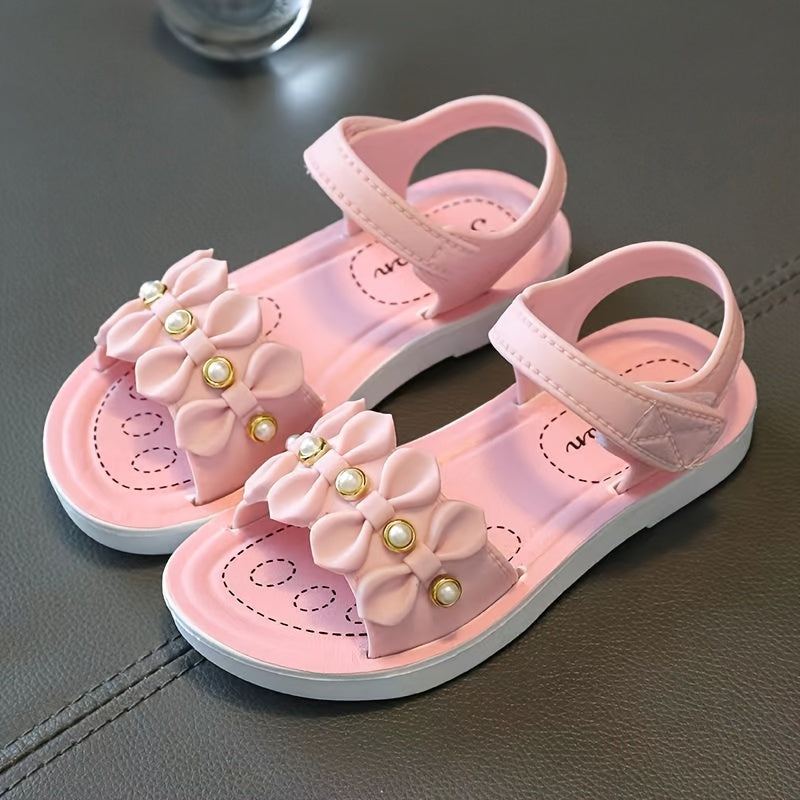 New in 2025: Girls' summer sandals with princess floral design, non-slip PVC sole, magic tape closure. For toddlers 1-5 years old. Perfect for beach days.