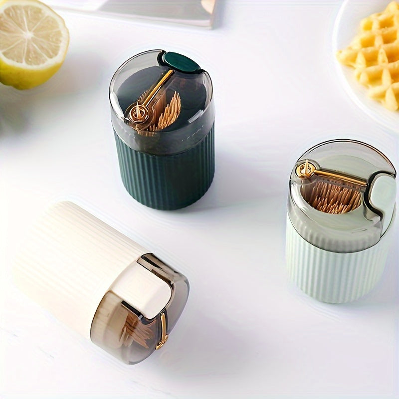 Space-saving toothpick dispenser made of durable ABS material, no power required. Perfect for kitchen and dining.