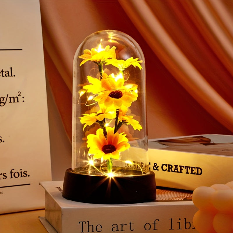 Simulated sunflower night light, perfect for special occasions and home decoration.