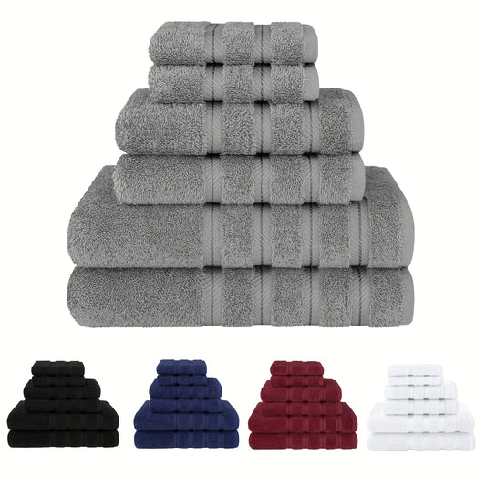 3/6pc Solid Color Towel Set including Bath Towels, Hand Towels, and Washcloths. Soft and absorbent for your home bathroom in various colors.