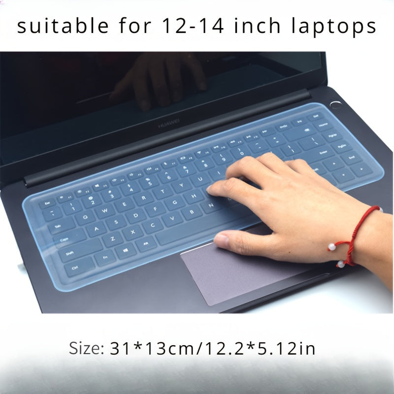 Waterproof and dustproof silicone keyboard protector for 30.48-35.56 cm laptops, easy to clean and durable.