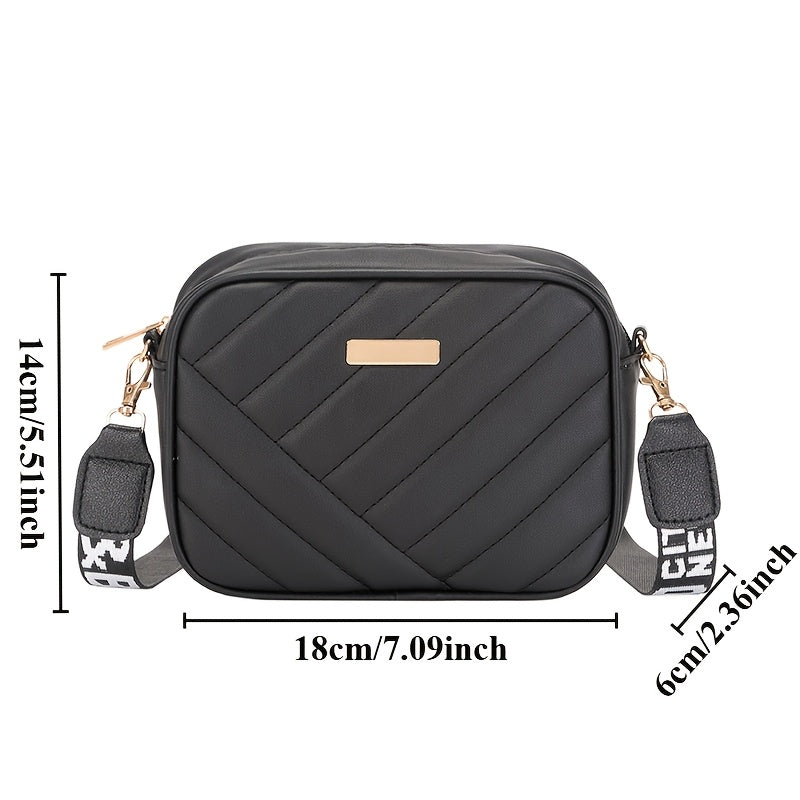 Women's quilted crossbody bag with stylish design, adjustable strap, multiple color options, PU material, suitable for everyday use.