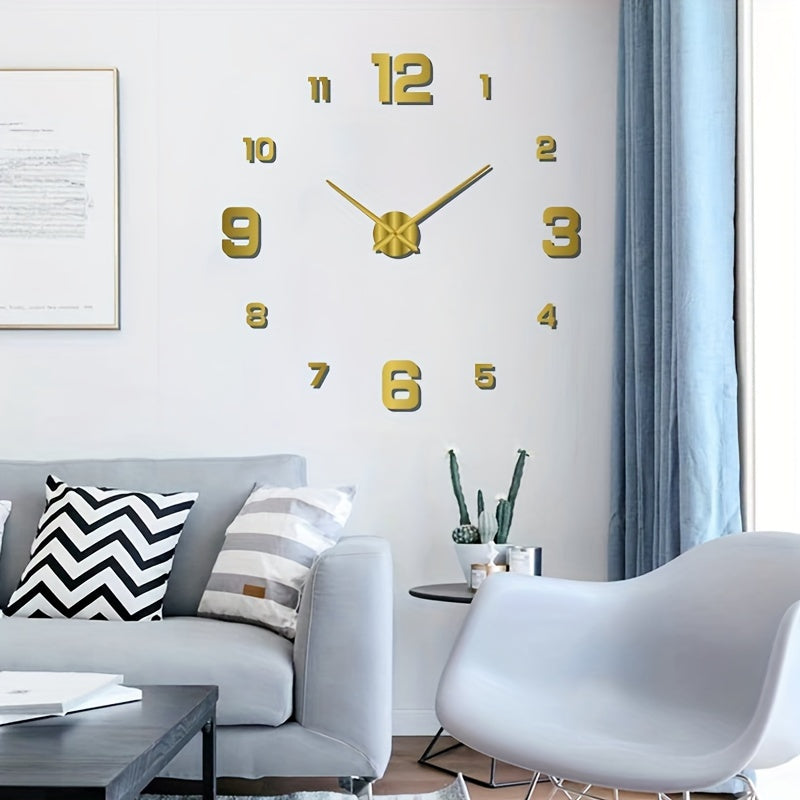 Nordic style DIY self-adhesive silent wall clock with acrylic cover. Battery not included.