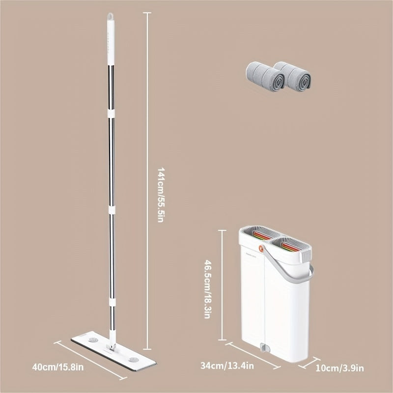 Get your hands on the 1set Stainless Steel Flat Mop and Bucket Set for hassle-free cleaning - no need for electricity! Perfect for all areas of your home, car, and more.