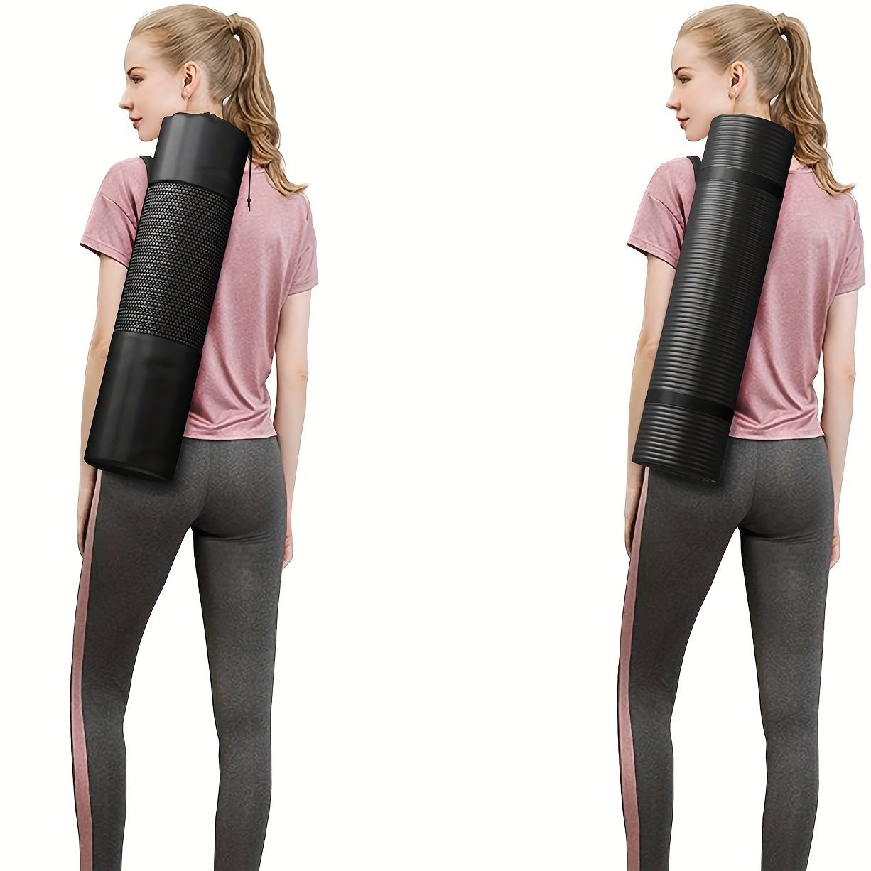 Readaeer Thick Yoga Mat with Carrying Strap and Bag, 182.88x60.96x1.02 cm, Non-Slip Rubber, Solid Color