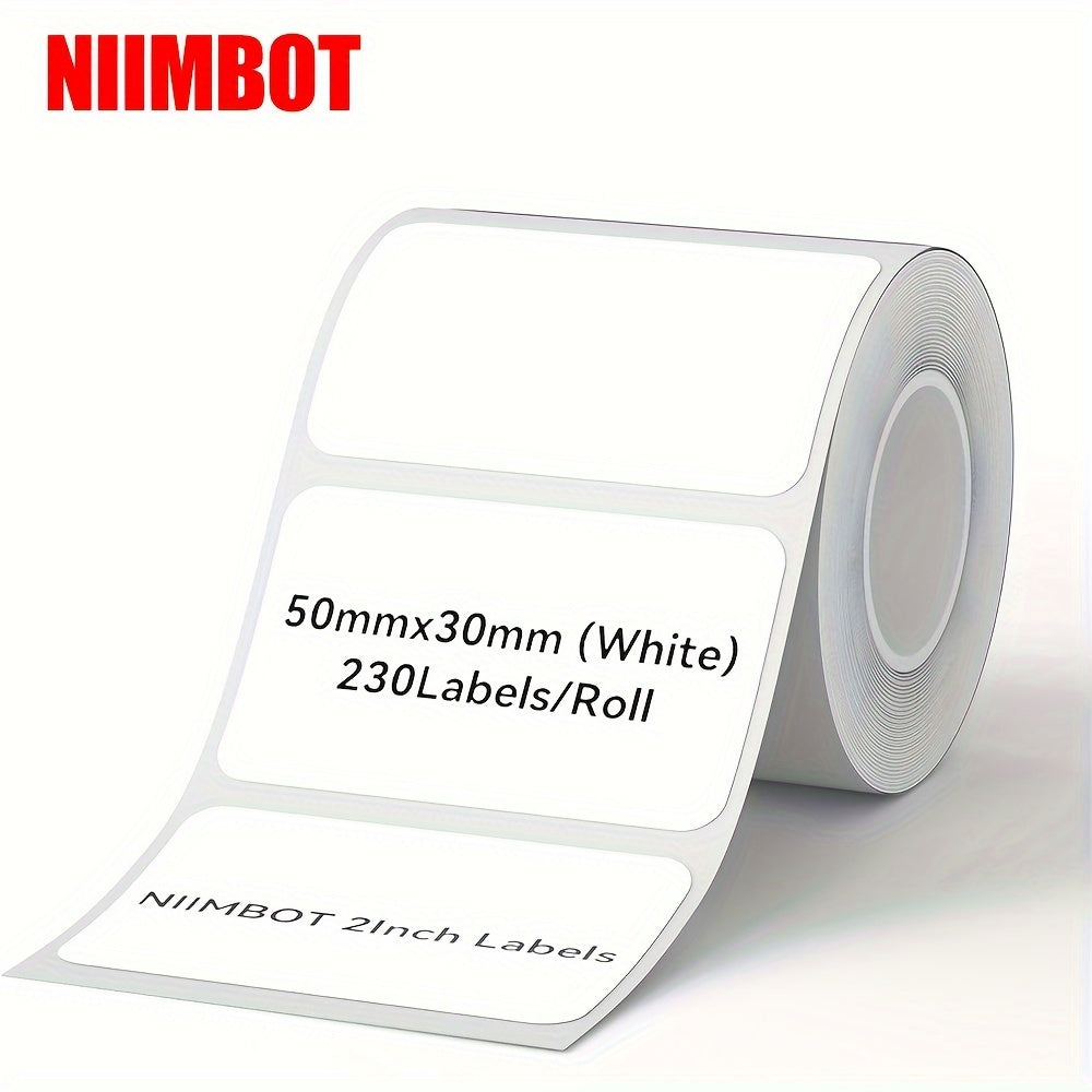 Compatible Thermal Transfer Labels for NIIMBOT B1/B21/B3S, 50x30mm, 230 Labels/roll, Waterproof, Oil-Resistant, White PVC Tape, 1 Roll