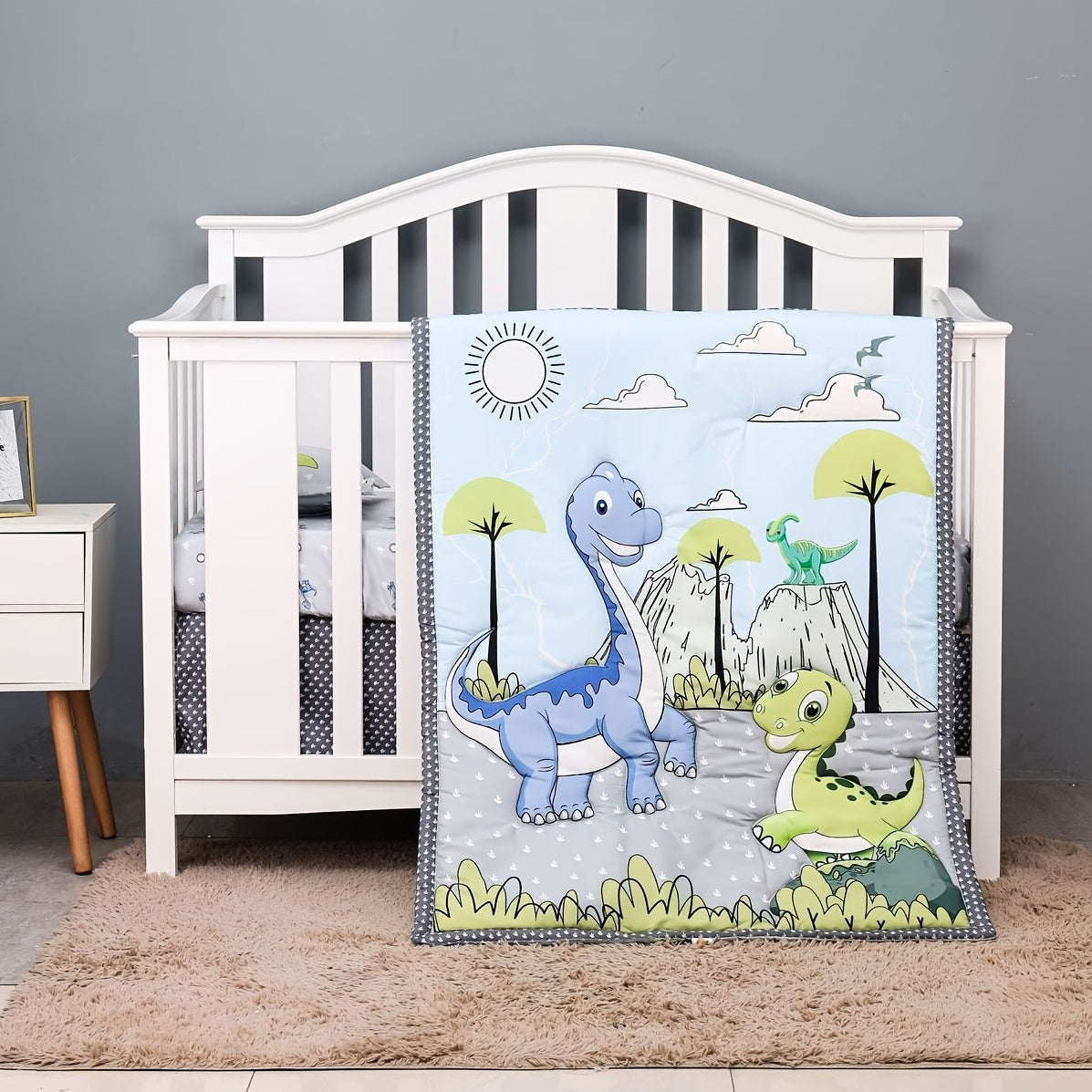 3 piece Dinosaur Elf baby bedding set - perfect for Christmas or Halloween gift