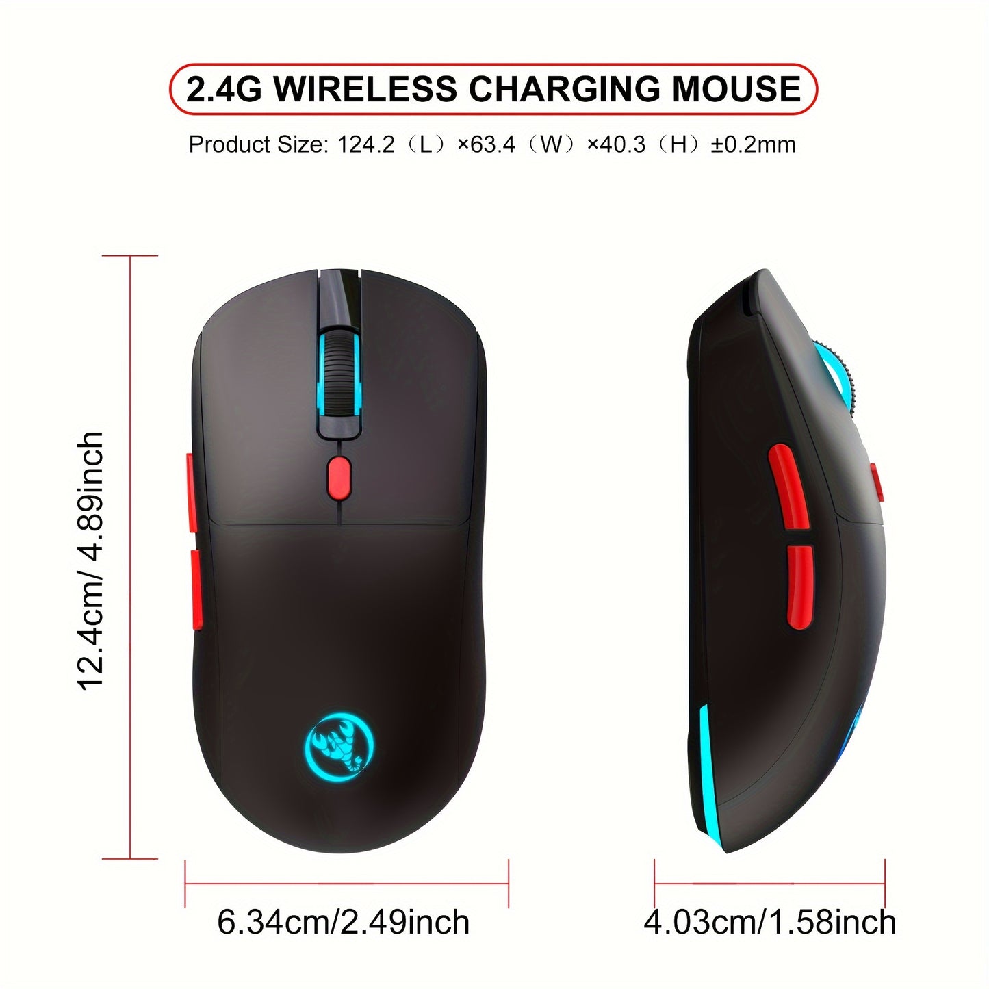 HXSJ-T20 wireless 2.4G mouse with 650mAh battery, ideal for gaming and office use on PC, laptop, and Mac