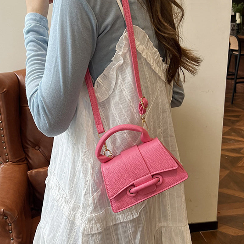 Women's chic mini crossbody bag, small square design in a solid color with magnet closure and adjustable shoulder strap, perfect for daily use and commuting.