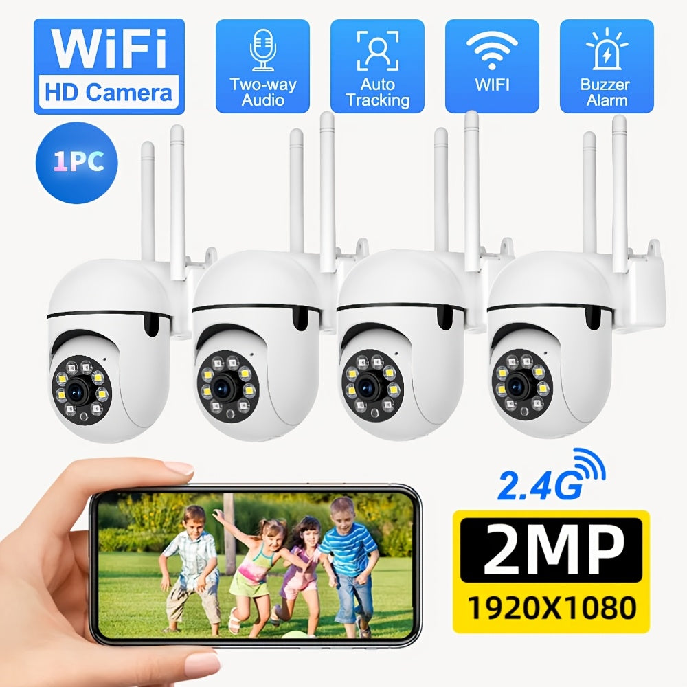 WJG 1080P HD WiFi Wireless Security Camera System, 2 Pack, Wall Mountable for Indoor Use, Compatible with Smartphone, Two-Way Audio, Pan/Tilt/Zoom, Motion Tracking, Night Vision, Ideal for Home Surveillance, USB Powered (No Battery Needed)