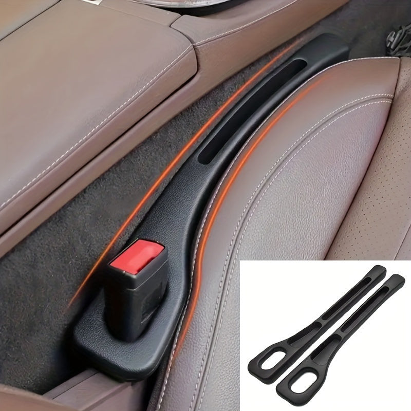 Universal car seat gap fillers with double slot design to organize keys, phones, cards, coins, etc. - Leak-proof and made of PC material.