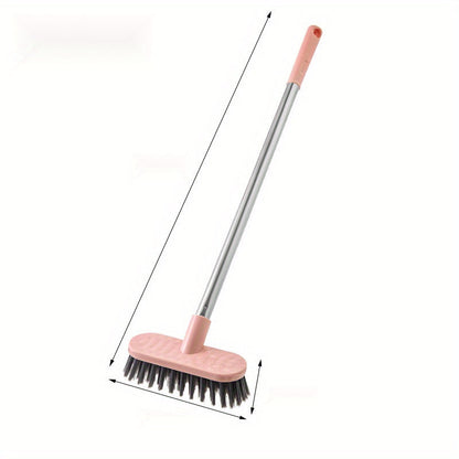 Single piece Floor Scrub Brush featuring a Long Handle, Durable Hard Bristles, made from Plastic Material, Perfect for Cleaning Bathroom and Carpets