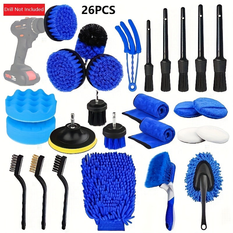 Power through cleaning with our 26-piece Power Scrubber Brush Set, complete with drill attachment. This durable kit is designed for multi-surface cleaning in the bathroom, kitchen, car, and more. No electricity needed - just attach and scrub away with