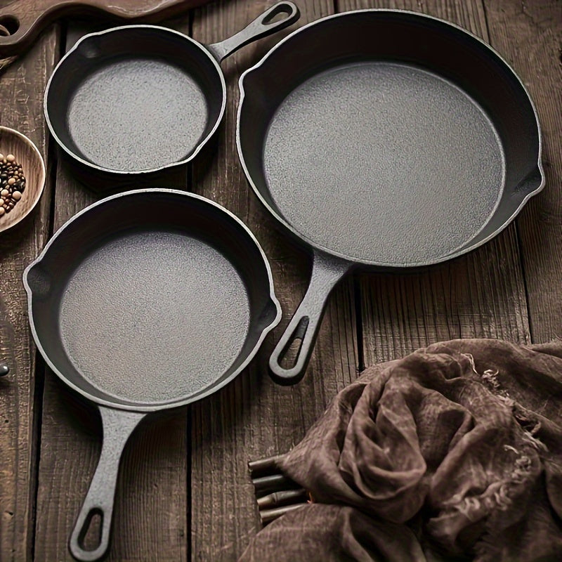 Set of Cast Iron Skillets - Built to Last, Versatile Cookware for Home Cooking or Outdoor Camping, Ideal for Cooking a Variety of Foods