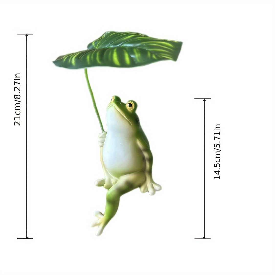 Ideal for fish ponds, aquariums, and home décor - Resin Frog with Leaf Umbrella.