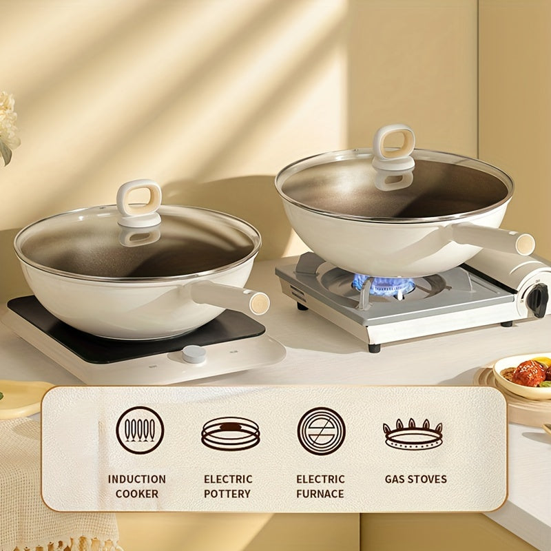 Titanium-Coated Non-Stick Wok with Lid from COOKER KING - PFOA Free, Induction Ready, All Cooktops Compatible