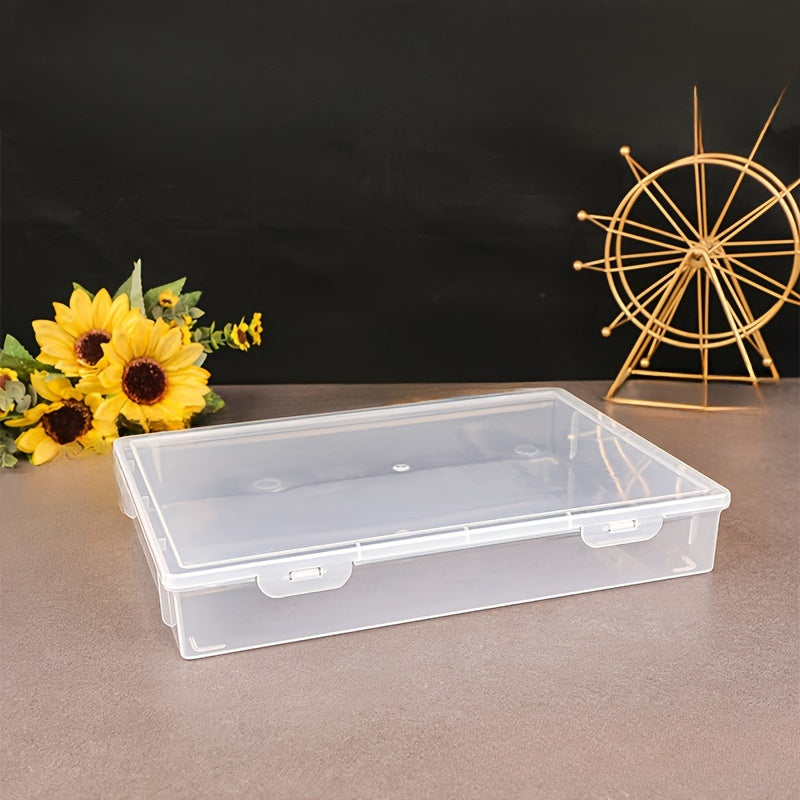 A4 document organizer with dust-proof lid - clear plastic box for office and home organization.