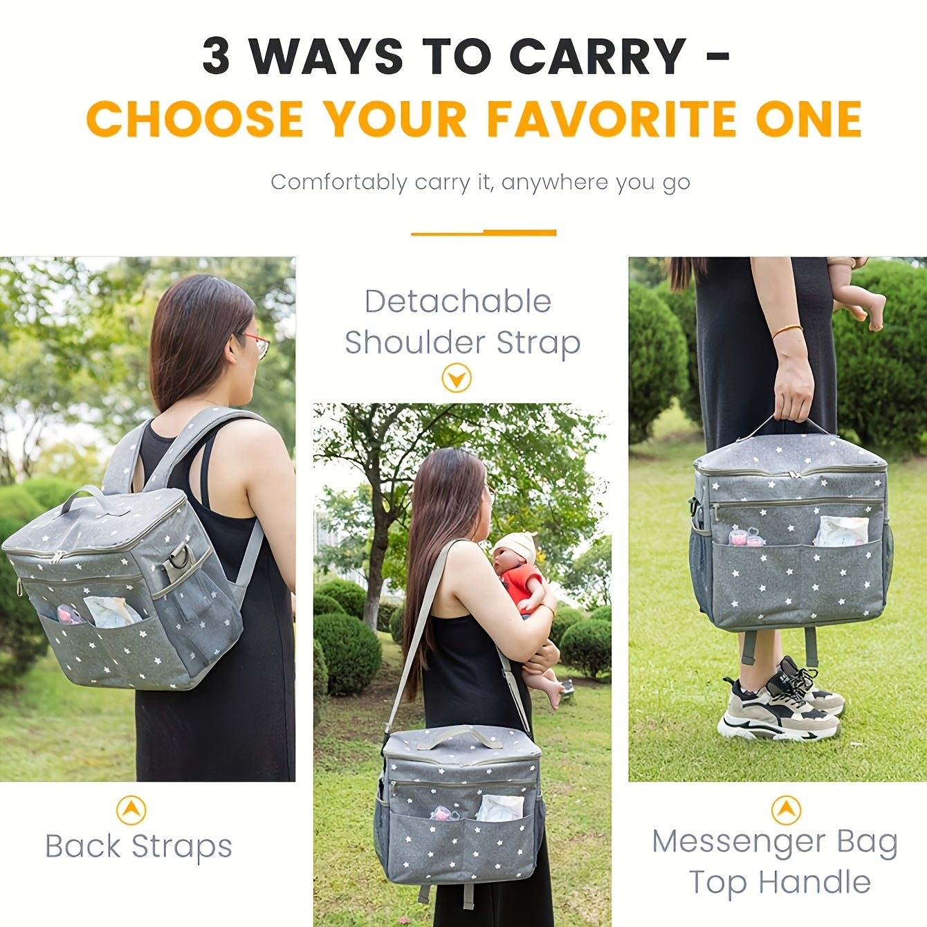 Essential for Travel: Multifunctional Large Capacity Diaper Bag, Stroller Bag, Hanging Storage Bag, and Backpack