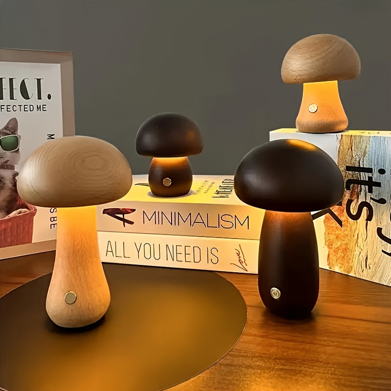 Modern Mushroom LED night lamp with brightness Adjustable touch switch, USB powered.