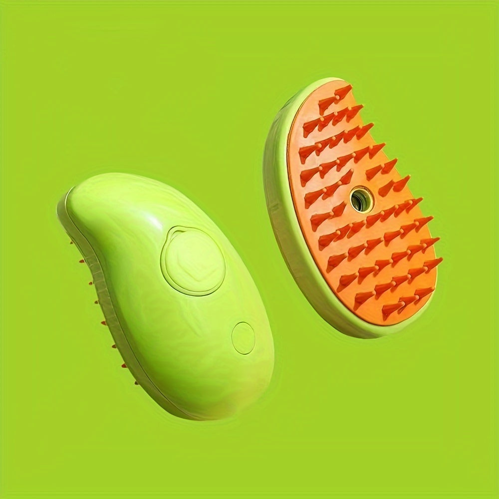 Self-cleaning Cat Steam Brush that removes tangled and loose hair, massages pets, and removes pet hair for both cats and dogs.