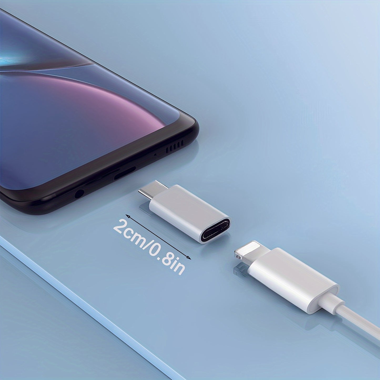 Адаптер Lightning Female на USB C Male в комплекте из 2-х частей для зарядки и передачи данных.