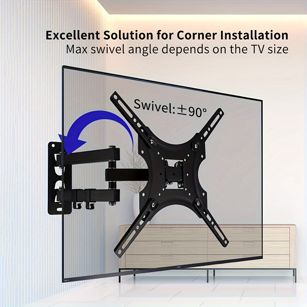 Single Pack Full-Motion TV Wall Mount Bracket with Articulating Arm, Tilt and Extend, for 32-55 Inch LED, LCD, Flat & Curved Screens, Max VESA 400x400mm, Metal Construction, Fixed Mounting, No Wood Required