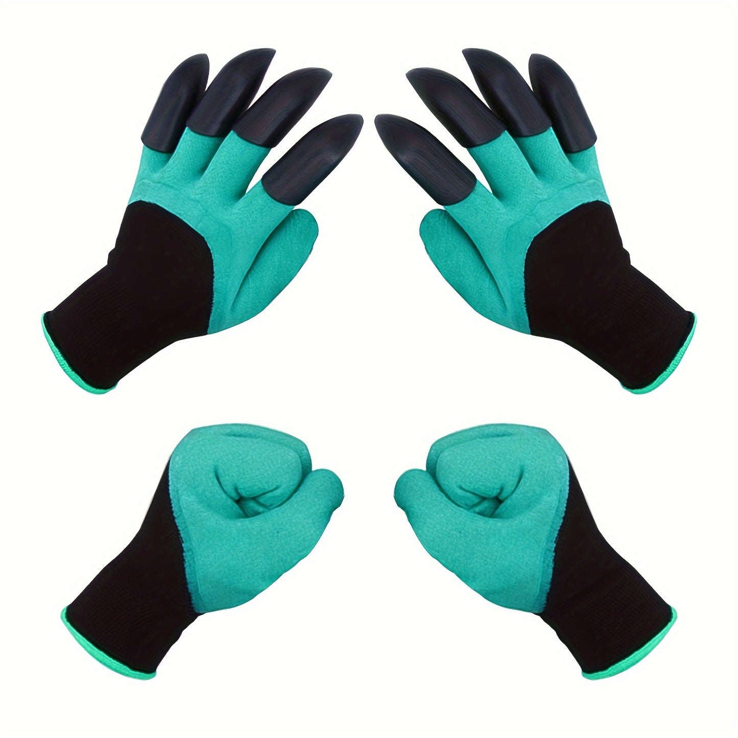 Waterproof gardening gloves with claws for digging and planting - puncture-resistant latex, hand washable outdoor protection for flowers and vegetables, in green and black design.