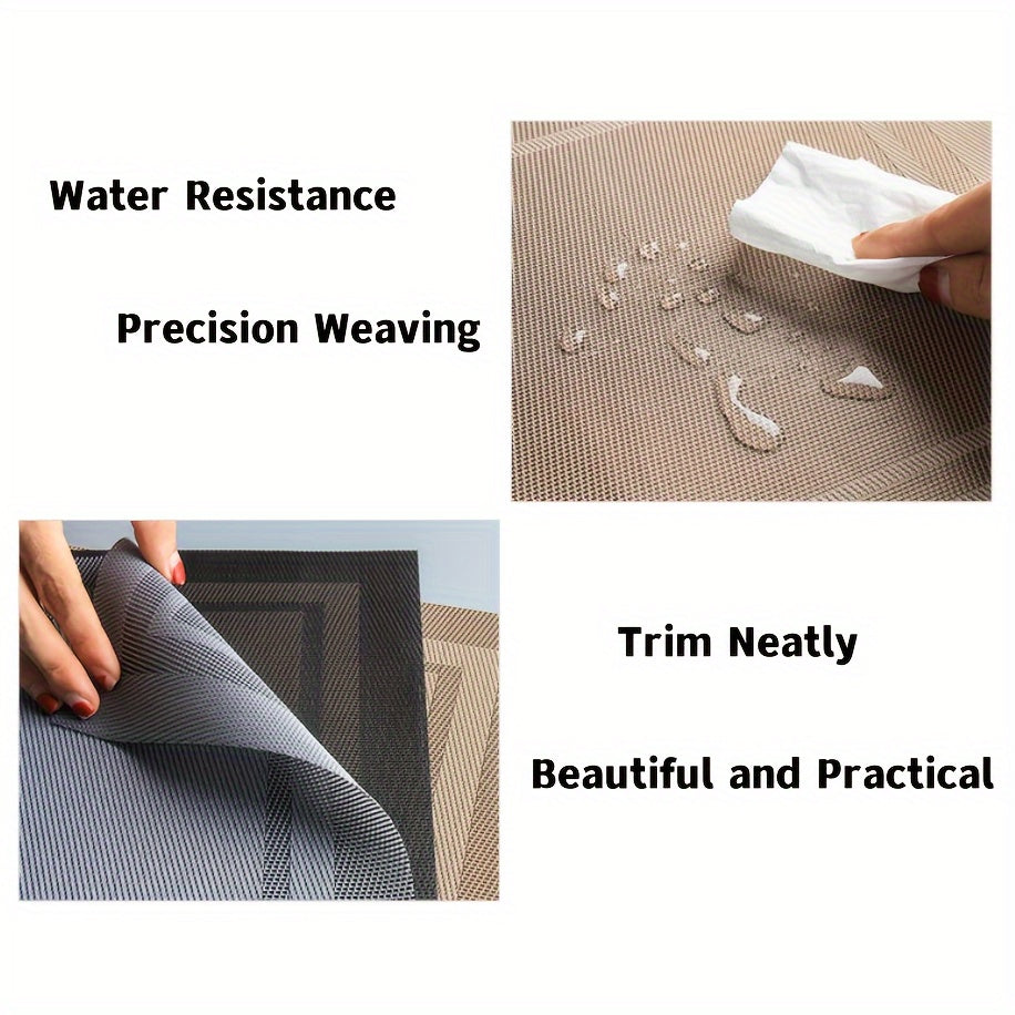 4-piece household kitchen insulation table mat, water and heat-resistant, simple design for hotels, bars, and tea cups. Thick striped mat for protection.