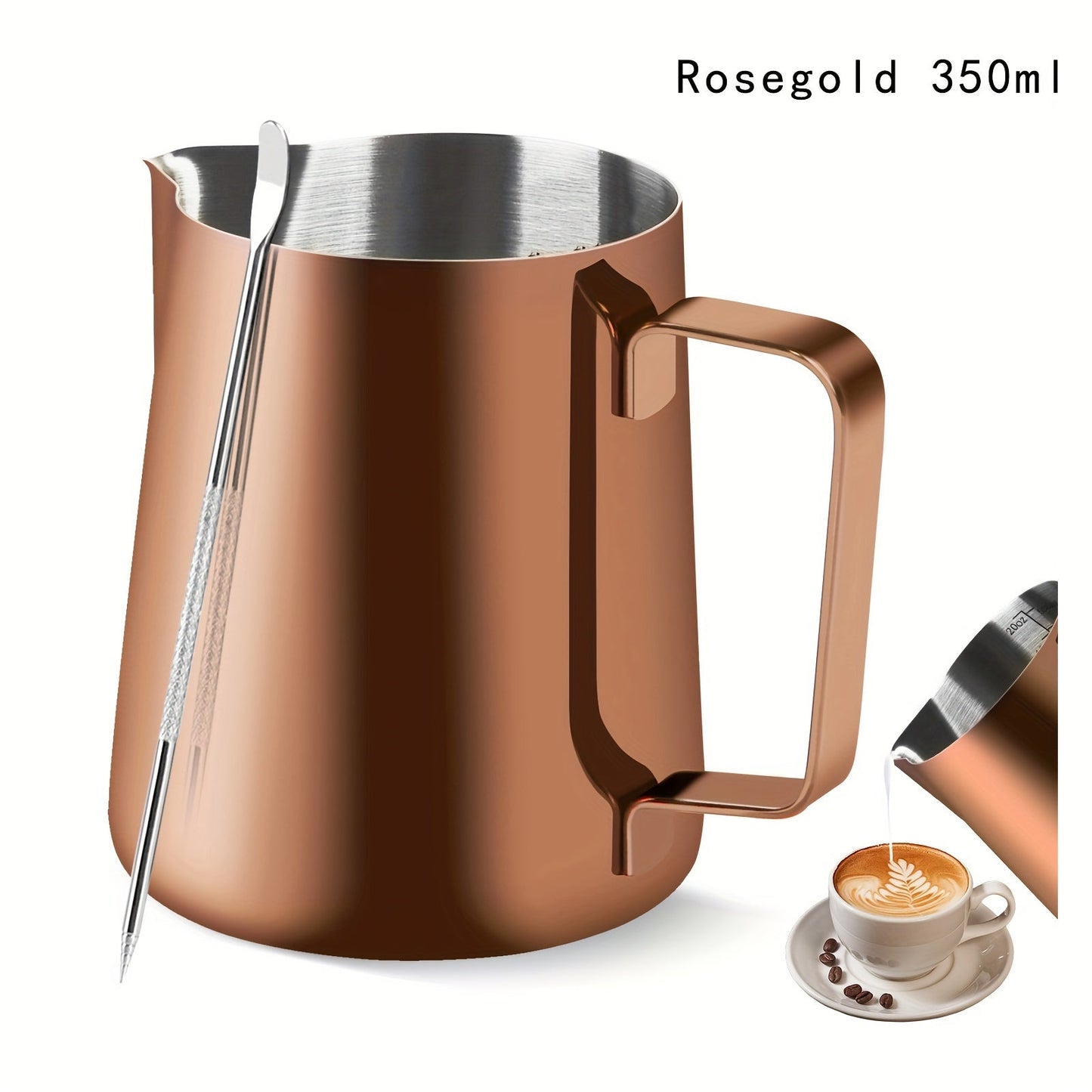 One 20oz Stainless Steel Coffee Cup with Pull Flower Scale and Needle, Milk Frother Cup with Pointed Nose, Fancy Drinking Cup with Pull Flower Needle, Water Bottle, Coffee Accessories for Travel and Vacation.