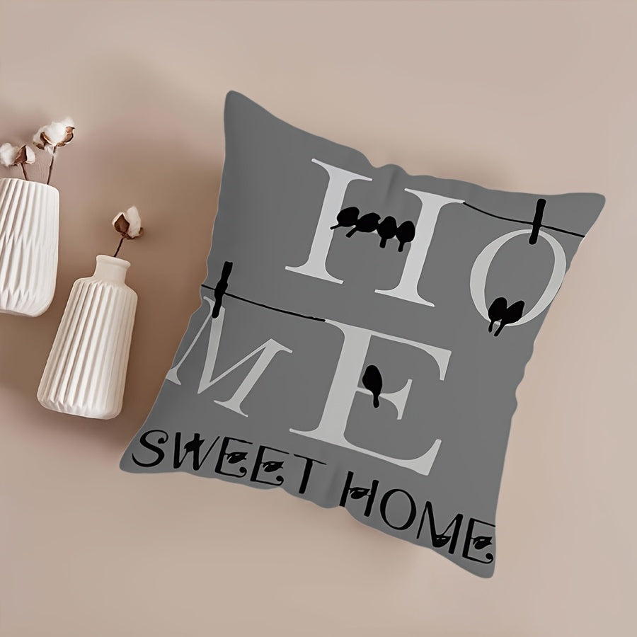 Decorate your home with our Home Sweet Home Decorative Sofa Pillow Cover! Featuring a stylish gray geometric design, this single-sided printed cushion cover measures 44.96x44.96 cm and is perfect for your room, sofa, bed, or car. (Pillow core not