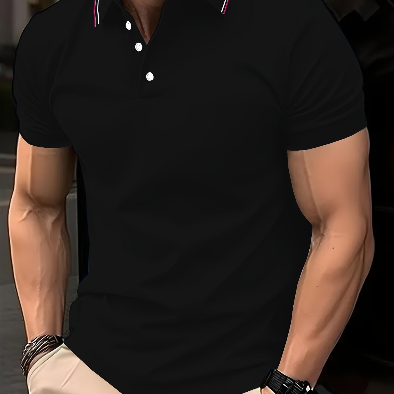 Polo shirt with contrasting collar for men