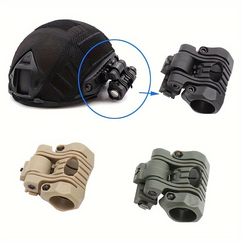 25mm Adjustable Flashlight Mount made of durable ABS, suitable for helmets and fishing rods during hunting and fishing.