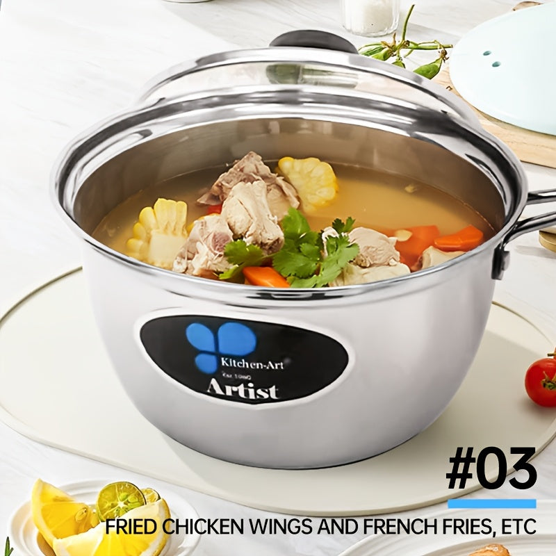 Stainless Steel Cookware Set - Includes 3 Pieces, Compatible with Induction & Gas Stoves, Ideal for Home Kitchens