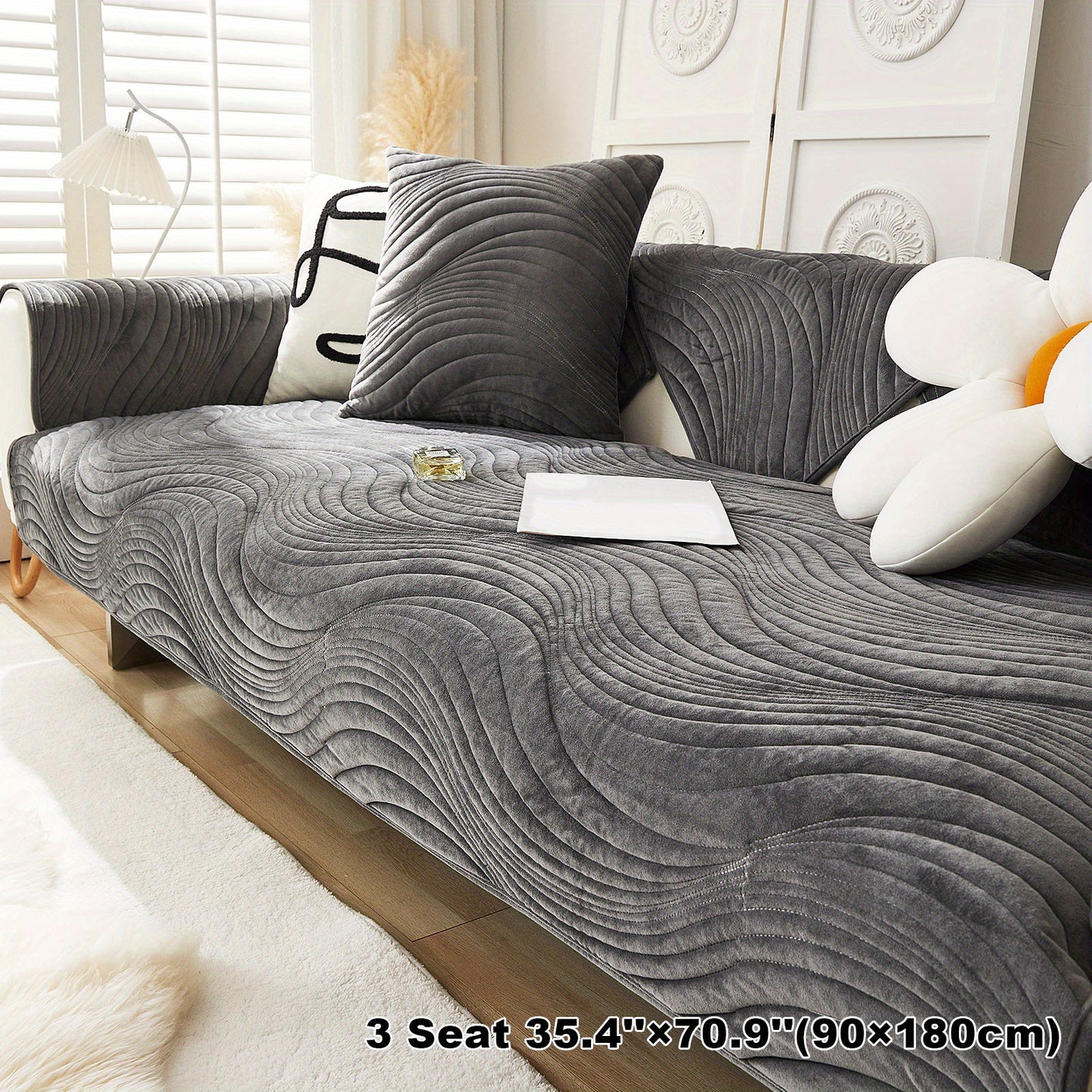 Stylish Nordic-inspired plush sofa cover for living room and office.