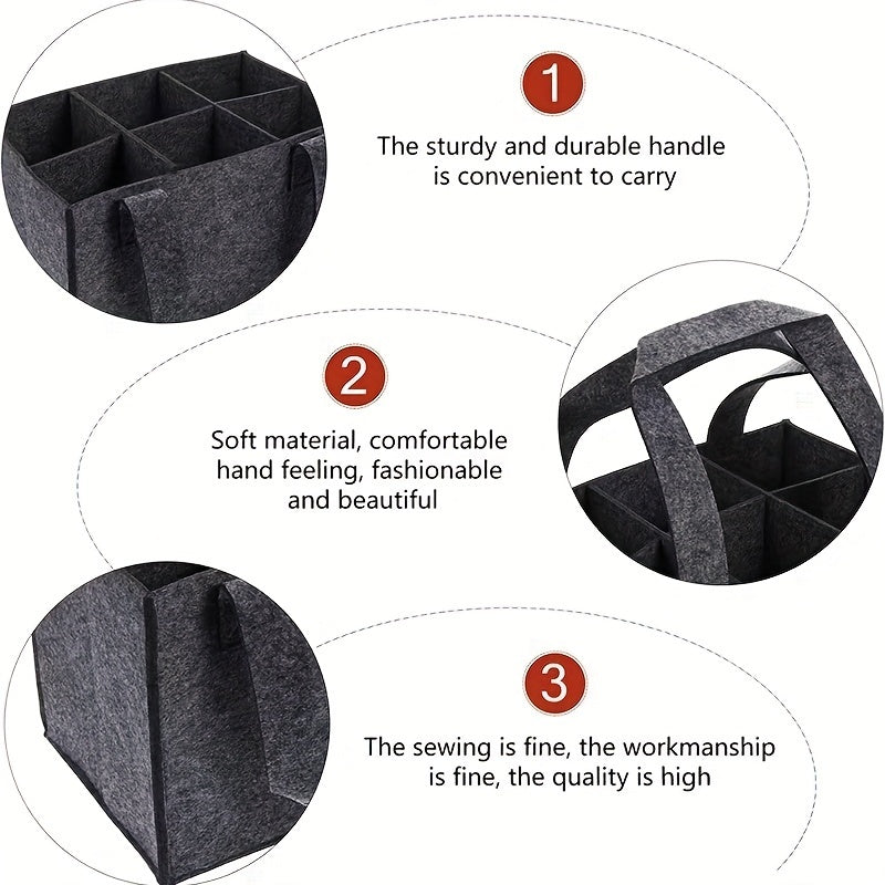 The Red Wine Portable Felt Bag can hold up to 6 bottles of wine or beer.