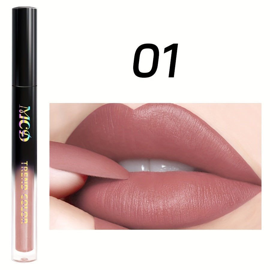 Long-lasting waterproof matte nude lip glaze with high pigment.