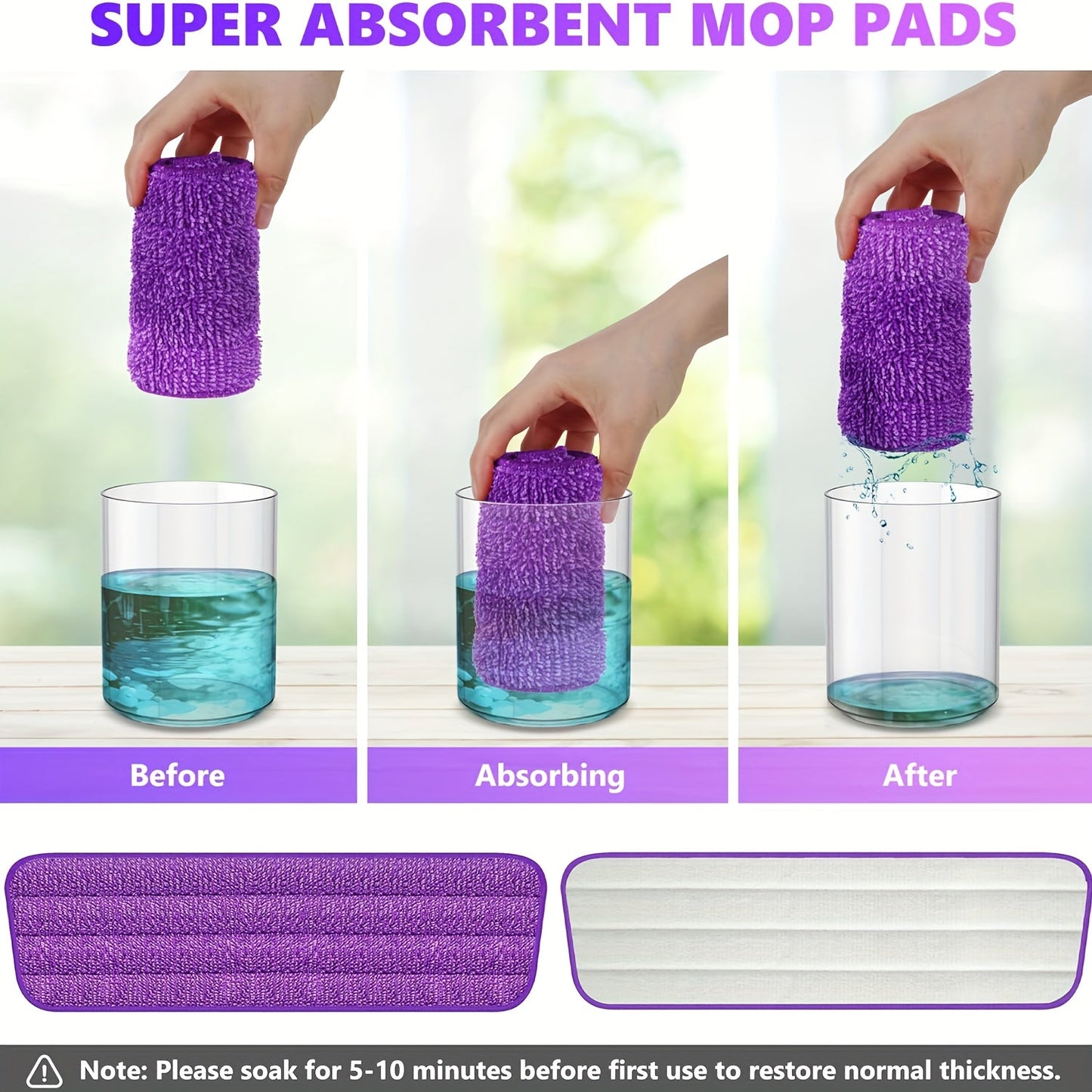 Set of 2 reusable microfiber spray mop cloths, trapezoidal electric mop pads, easily washable in machine, perfect for replacing old floor cleaner pads, essential cleaning supplies and accessories.